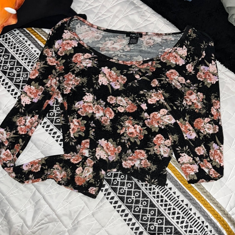 Floral black crop top